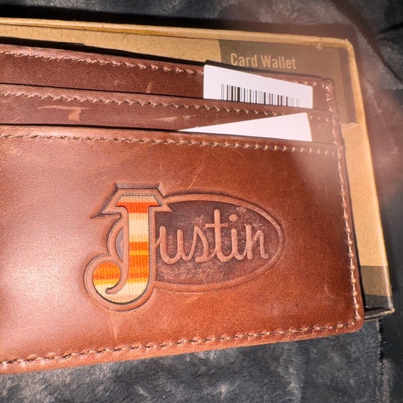 Justin Boots Brown Leather Card Wallet - Picture 2 of 6